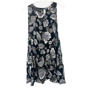 Free People Floral Sleeveless Tunic Top Hi-Lo Black Size XS EUC L2434